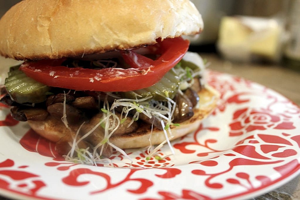 Vegetarian Mushroom Burger Recipe Cooking Yummies